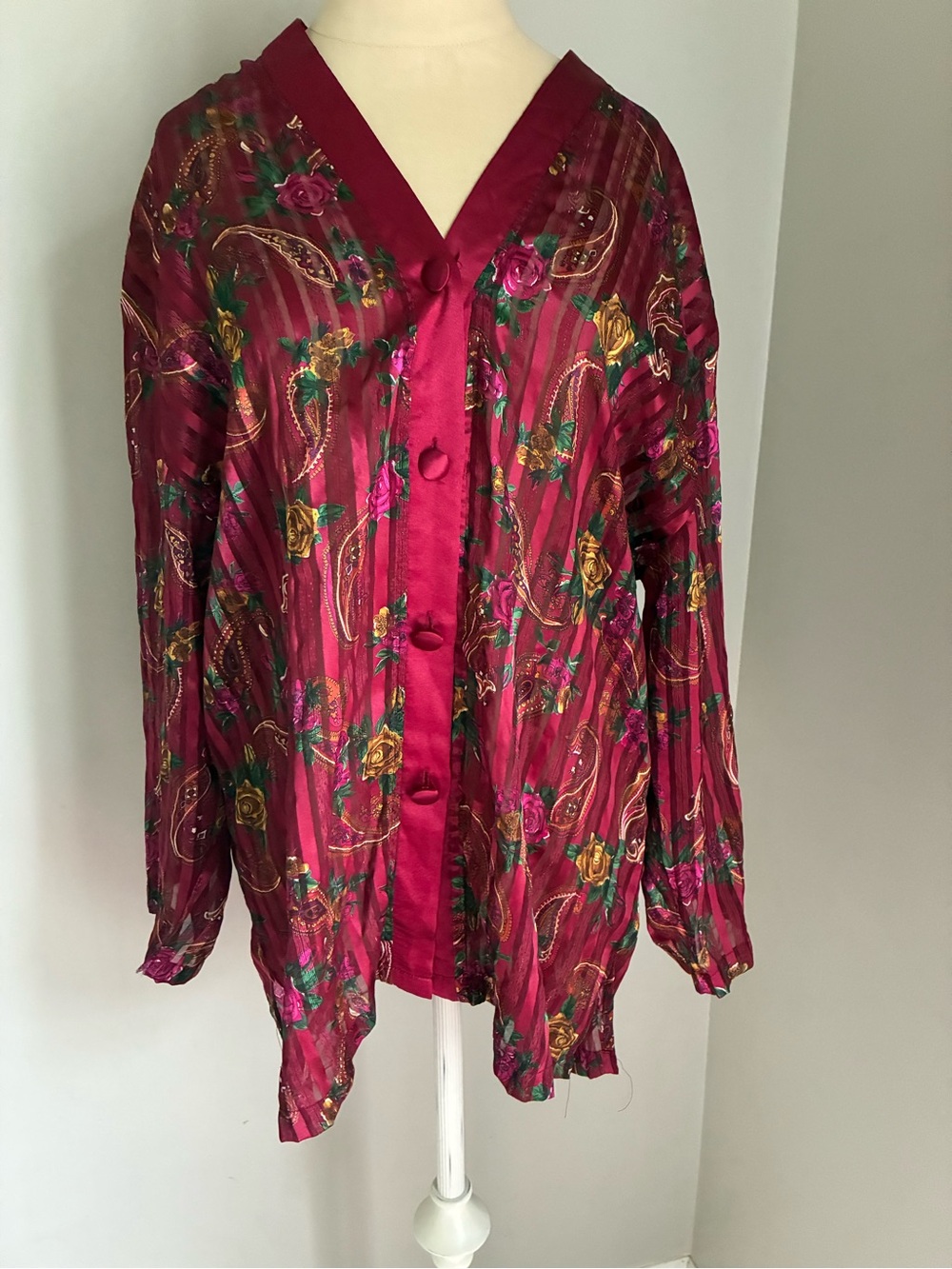 90s Vintage Victoria’s Secret wine floral and paisley pajama top size large